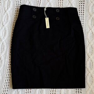 Max Studio Classic Black Pencil Skirt with Button Details